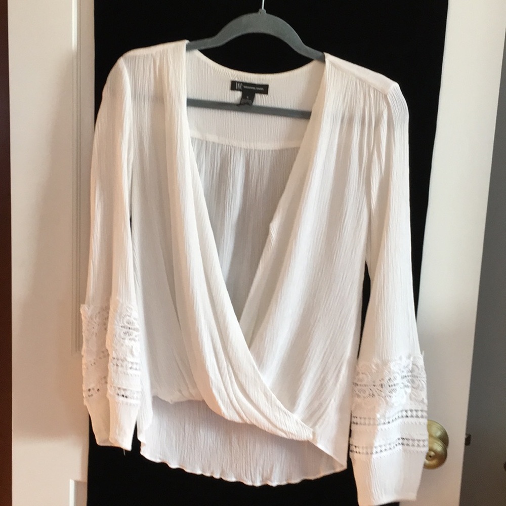 White long sleeve crepe shirt